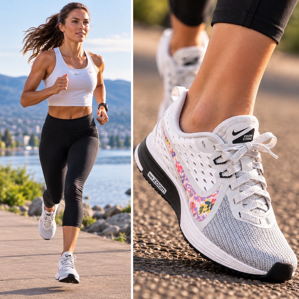Nike Zoom Strike Women Running Shoes White Floral AV2607-001 Size 7.5